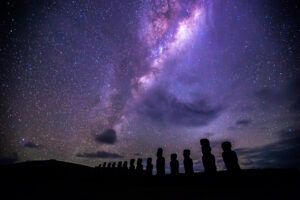 Milky Way at Night with Moai, Easter Island, Rapa Nui, Chile